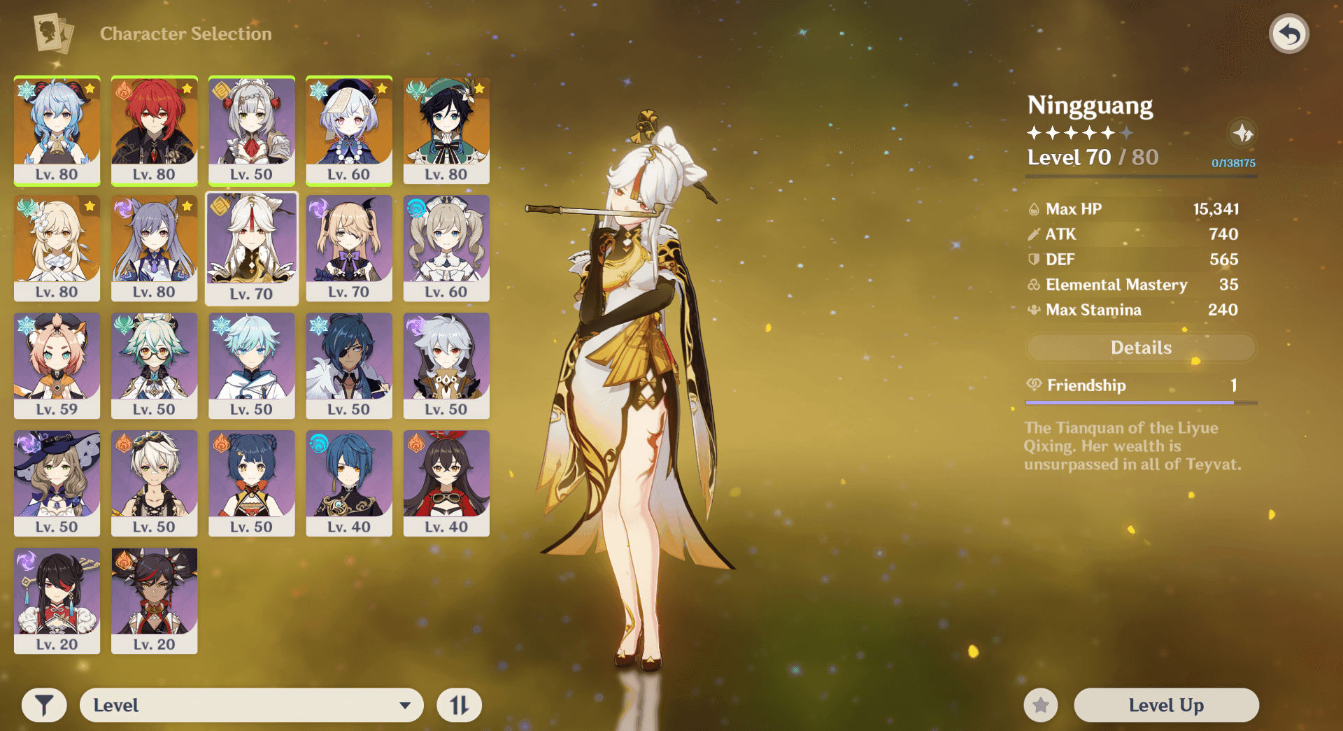 Genshin Impact 5-star character selection screen displaying available anniversary characters