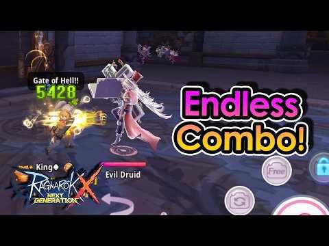 Efeito visual de combo nivel 5 de dano continuo em Ragnarok Crush