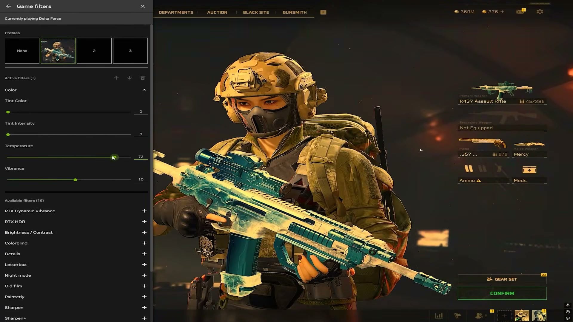 Filtri di gioco NVIDIA, colore e vividezza per la visibilità in Delta Force