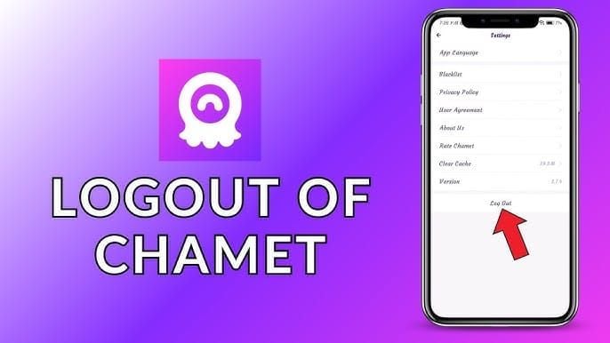 Chamet app settings screen displaying account management section with ID information