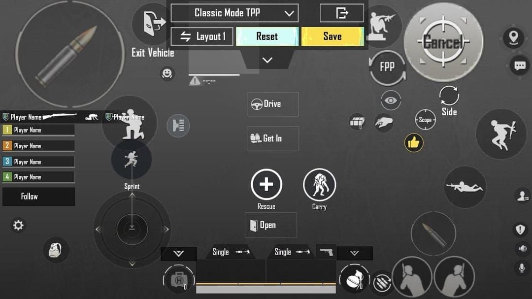 Controller button mapping diagram showing optimal configuration for PUBG Mobile gameplay