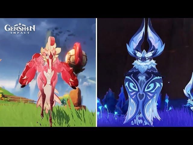 Genshin Impact Battle Hardened Iktomisaurus în luptă cu aplicare Pyro