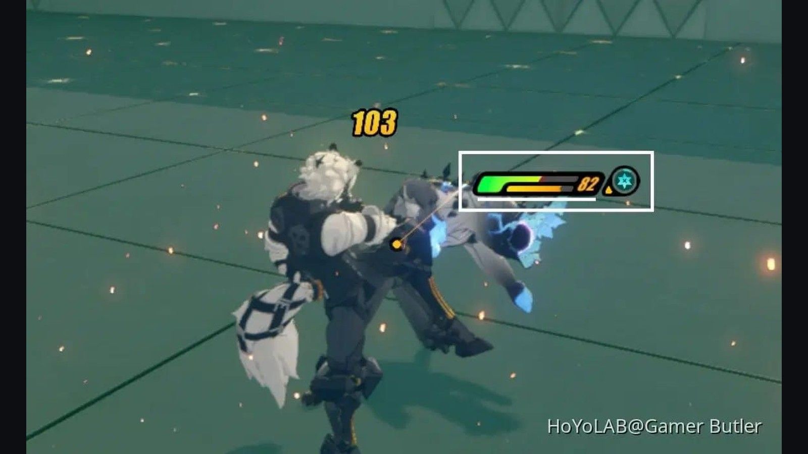 Von Lycaon filling the orange enemy Daze meter with Ice Attribute buildup