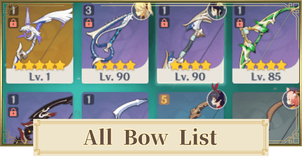 Comparison of top 5-star bows for Yoimiya in Genshin Impact