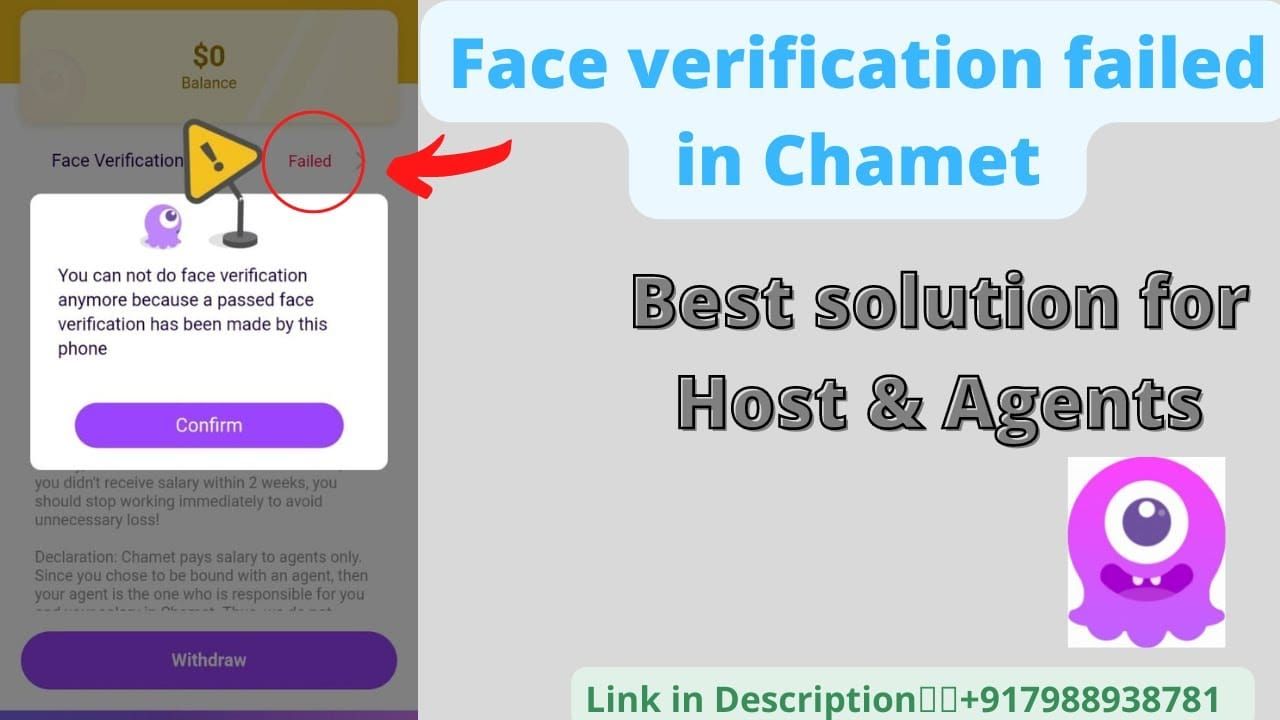 Chamet app navigation showing My Profile, My Earnings, My Wallet, and Face Verification menu options