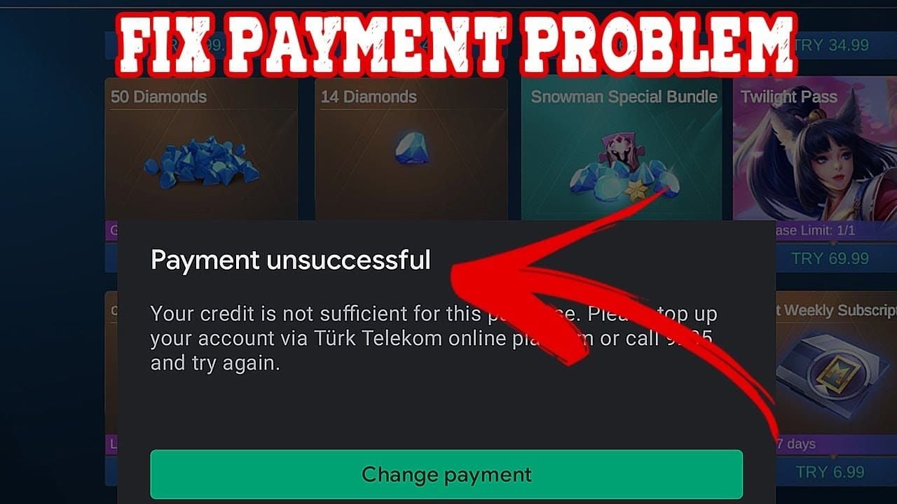 Google Pay payment method setup screen for Mobile Legends Bang Bang