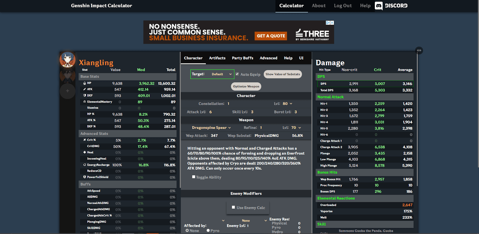 Genshin Impact wish probability calculator interface showing pull calculations