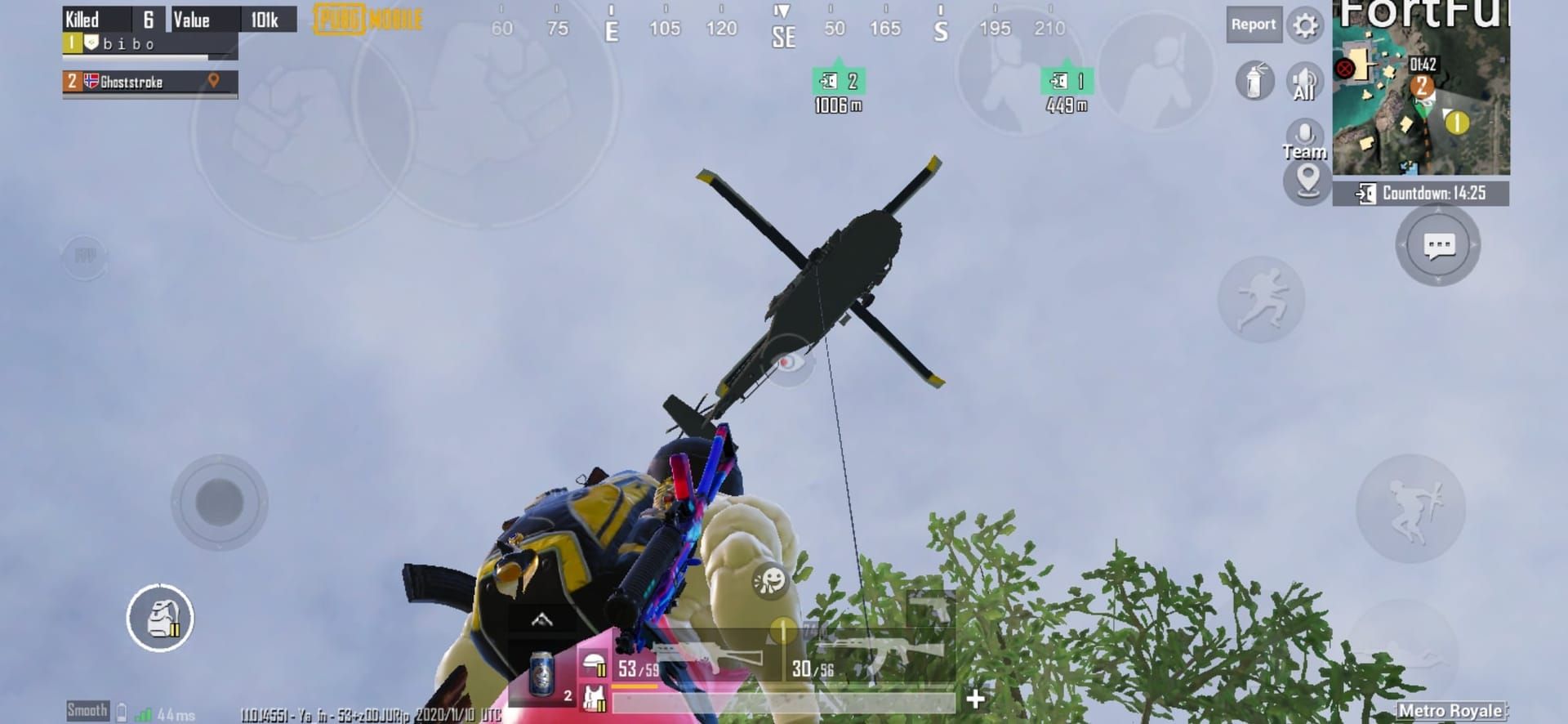 PUBG Mobile Metro Royale helicopter extraction using Evacuation Flare Gun
