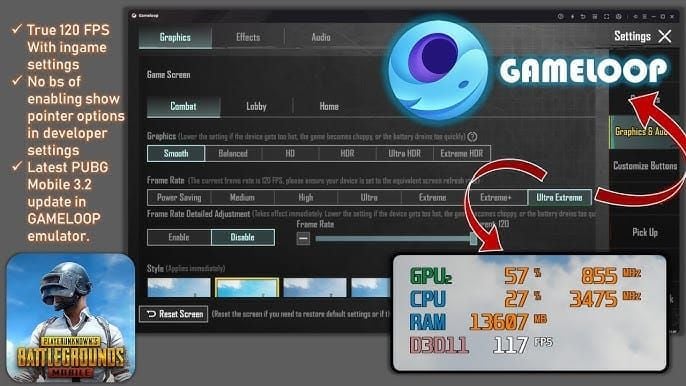 Dateiexplorer zeigt GameLoop-Installationsverzeichnis und Dialogfeld für Verknüpfungseigenschaften mit .vm 100 Parameterkonfiguration