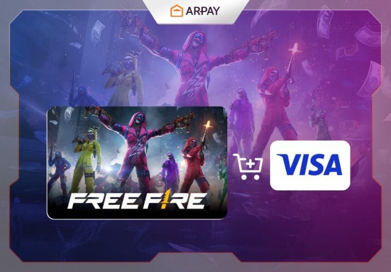 Step-by-step guide showing Visa card payment process for Free Fire diamonds