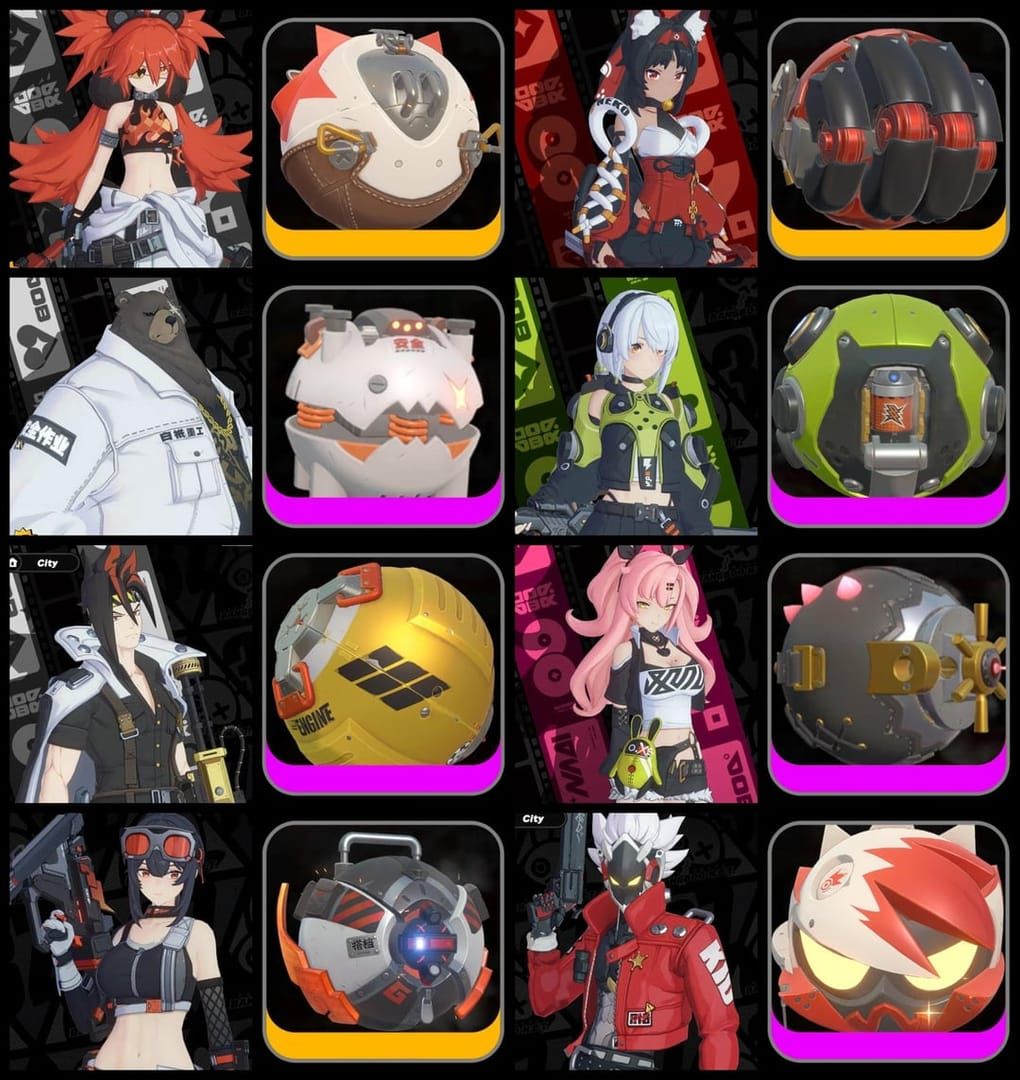 Antara muka pemilihan senjata W-Engine Zenless Zone Zero dengan paparan statistik