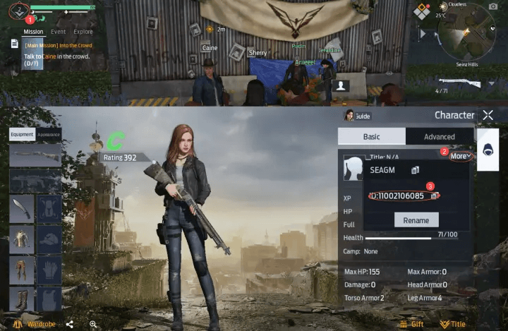 Undawn user interface displaying player profile avatar and numeric Player ID