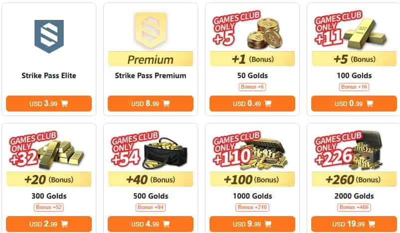 Panduan visual contoh recharge Gold Blood Strike untuk berbagai tipe pemain