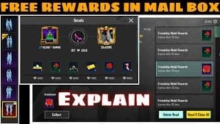 Boîte aux lettres en jeu de PUBG Mobile montrant les récompenses à récupérer des codes d'échange