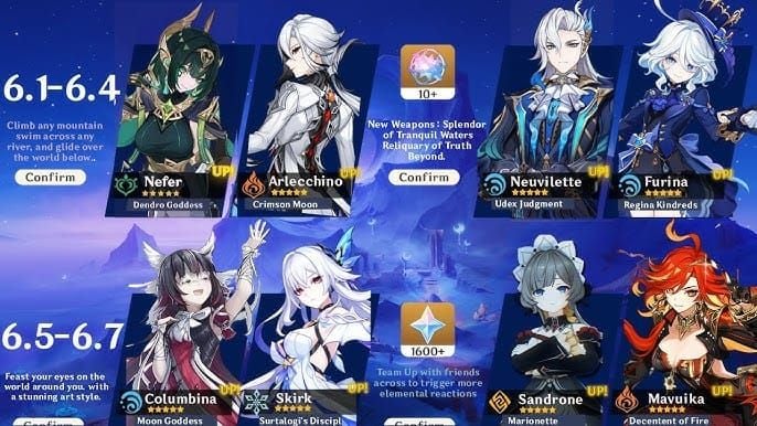 ภาพหน้าจอแบนเนอร์ตัวละครจำกัดเวลา Genshin Impact