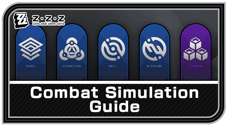Combat Simulation menu in Zenless Zone Zero showing enemy selection and buff effects