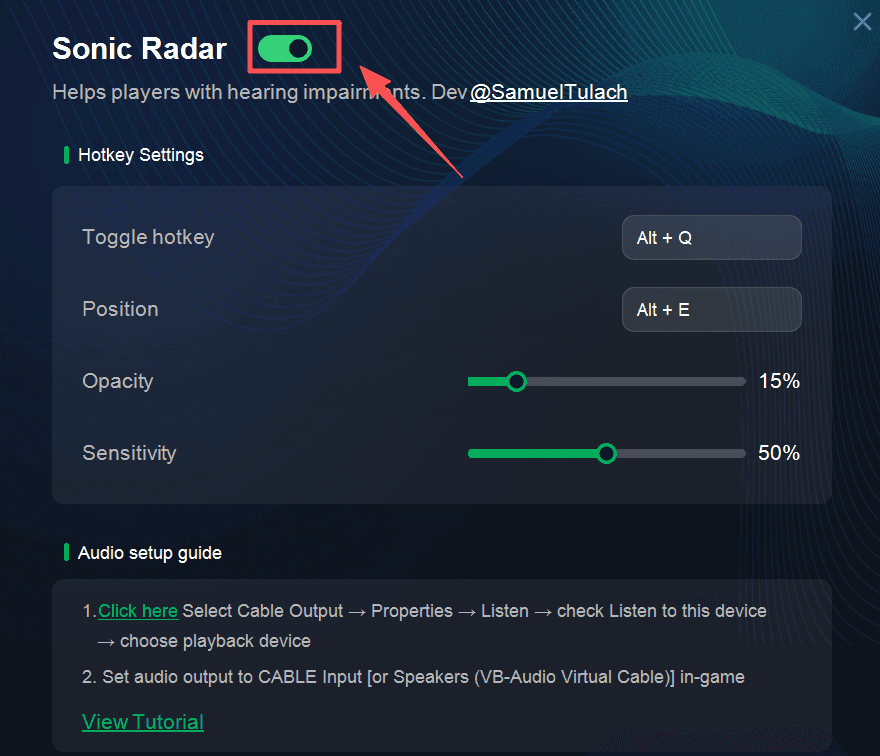 Comparação da sobreposição do Radar de Áudio do Delta Force e da interface de som bruto