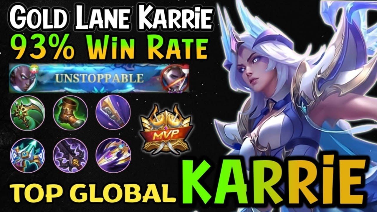 Mobile Legends Bang Bang Tank Karrie core item build Season 39 with Demon Hunter Sword, Golden Staff, Wind of Nature, Immortality