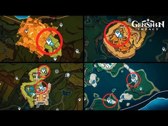 Interaktivní mapa podzemních oblastí Genshin Impact Natlan s cestovními body a sektory