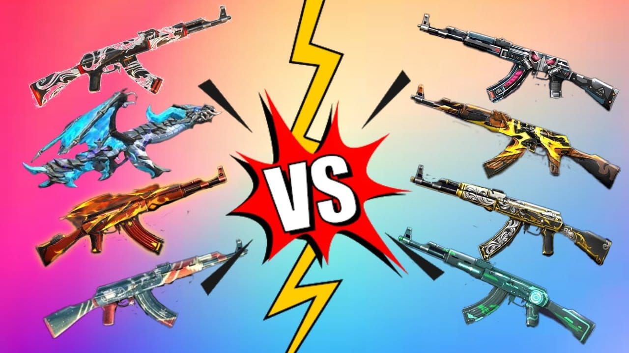 Free Fire蓝色火焰龙魂AK47与标准AK47数据和性能对比图