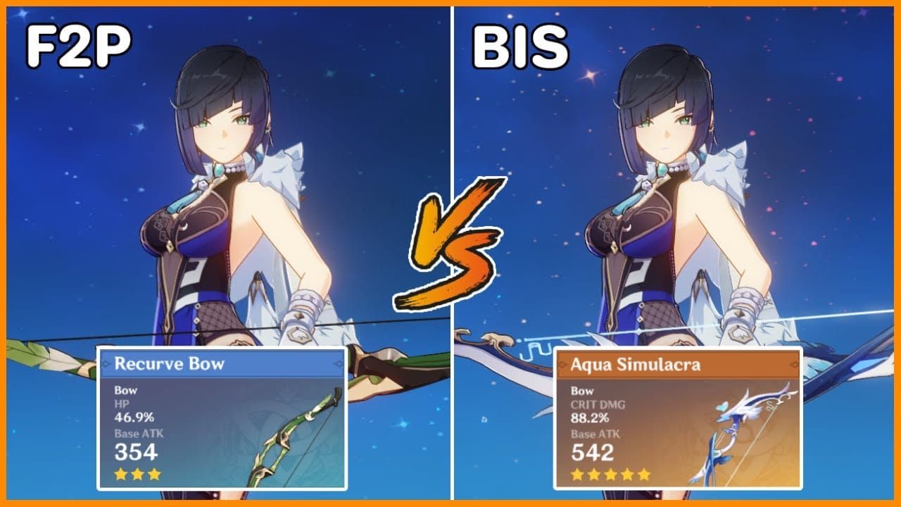 Porównanie statystyk łuków w Genshin Impact: Tęczowy Wąż kontra Favonius kontra Hak Pułapka