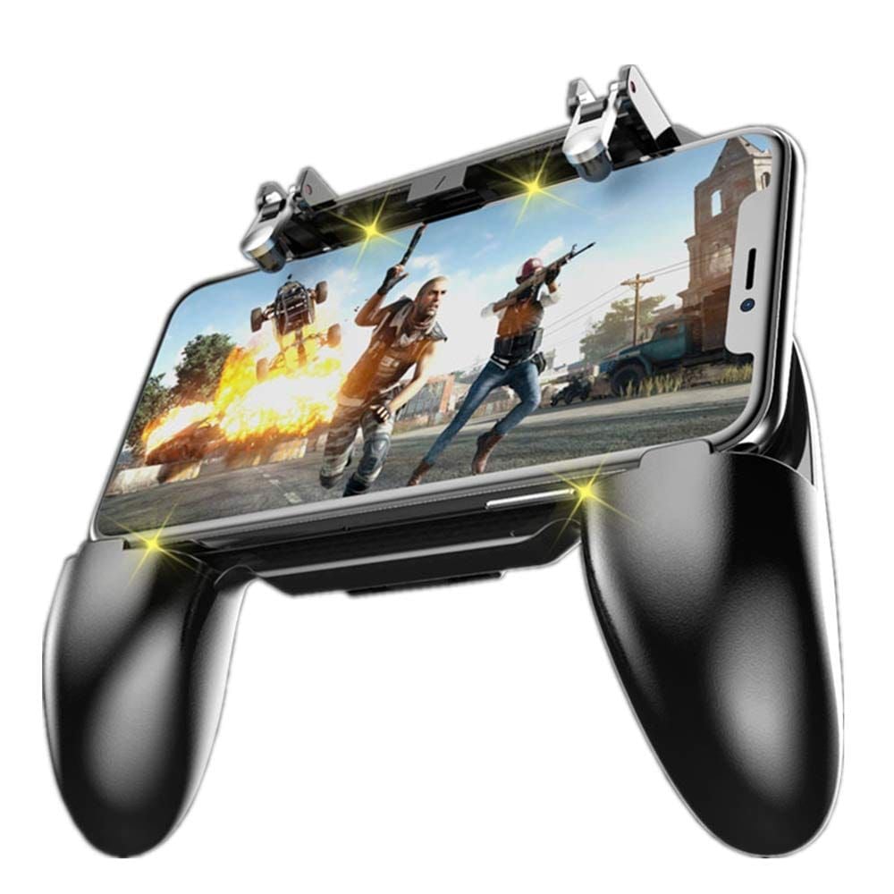 Various mobile gaming controllers compatible with PUBG Mobile including Backbone One and Razer Kishi