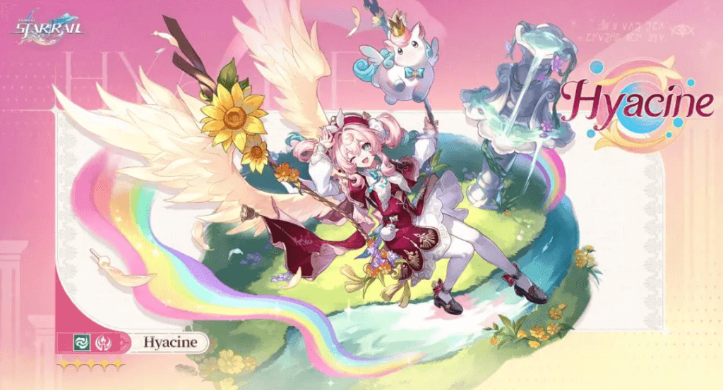 Hyacine demonstrating her healing support abilities with Little Ica companion