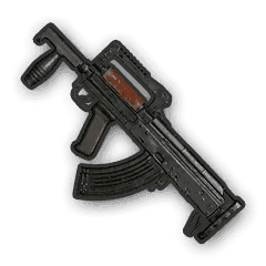 Comparison view of PUBG Mobile Groza and AKM assault rifles with damage statistics