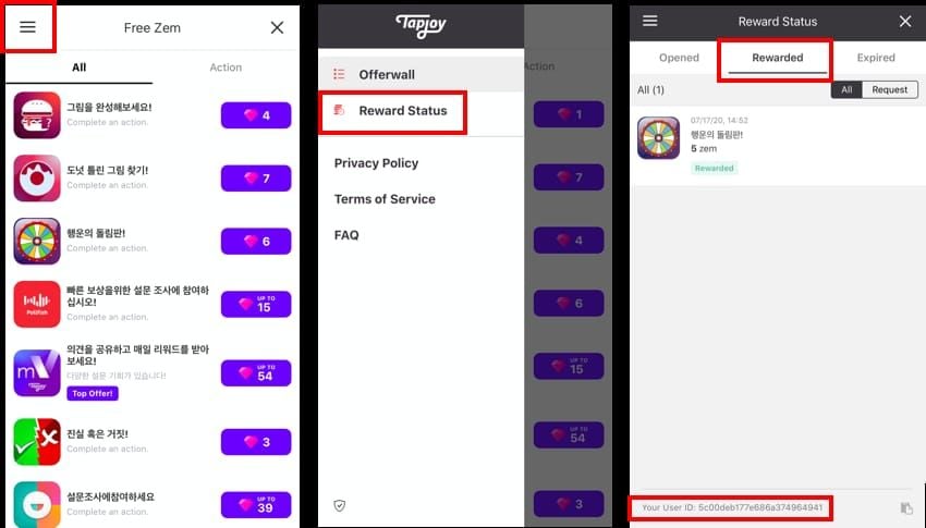 واجهة قائمة المهام اليومية في ZEPETO ZEMs & Coins التي تعرض المهام ومكافآت العملات