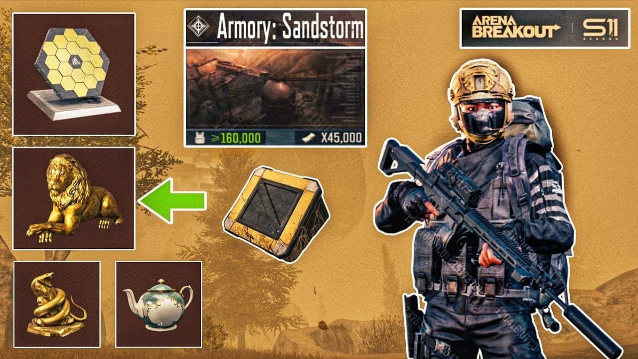 Capture d'écran du mode Tempête de sable d'Arena Breakout montrant une visibilité réduite et des effets météorologiques