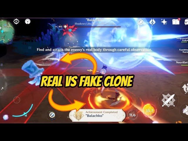 Srovnání skutečných Pyro čepelí Balachka s plameny a falešných Fyzických čepelí klonů v Genshin Impact