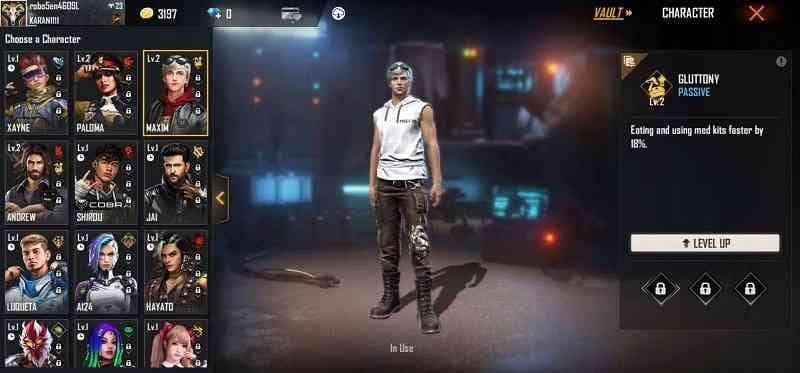 Free Fire skill drafting interface