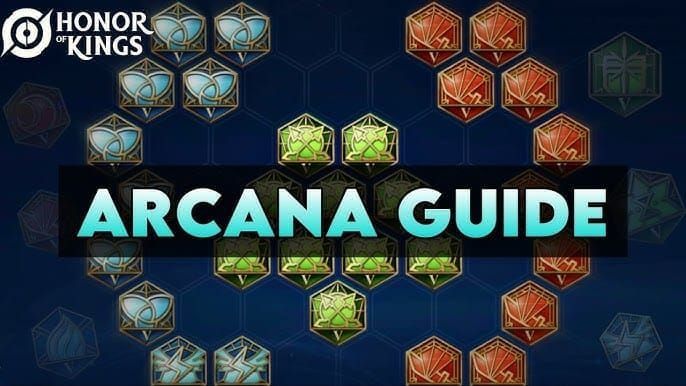 Antarmuka pengaturan arcana Honor of Kings menampilkan konfigurasi arcana yang direkomendasikan dan statistik