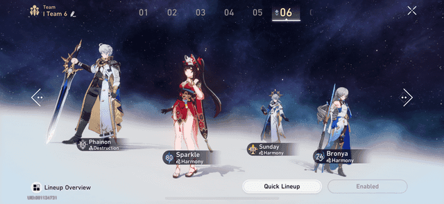 Komposisi tim optimal yang menampilkan Phainon dengan karakter pendukung premium