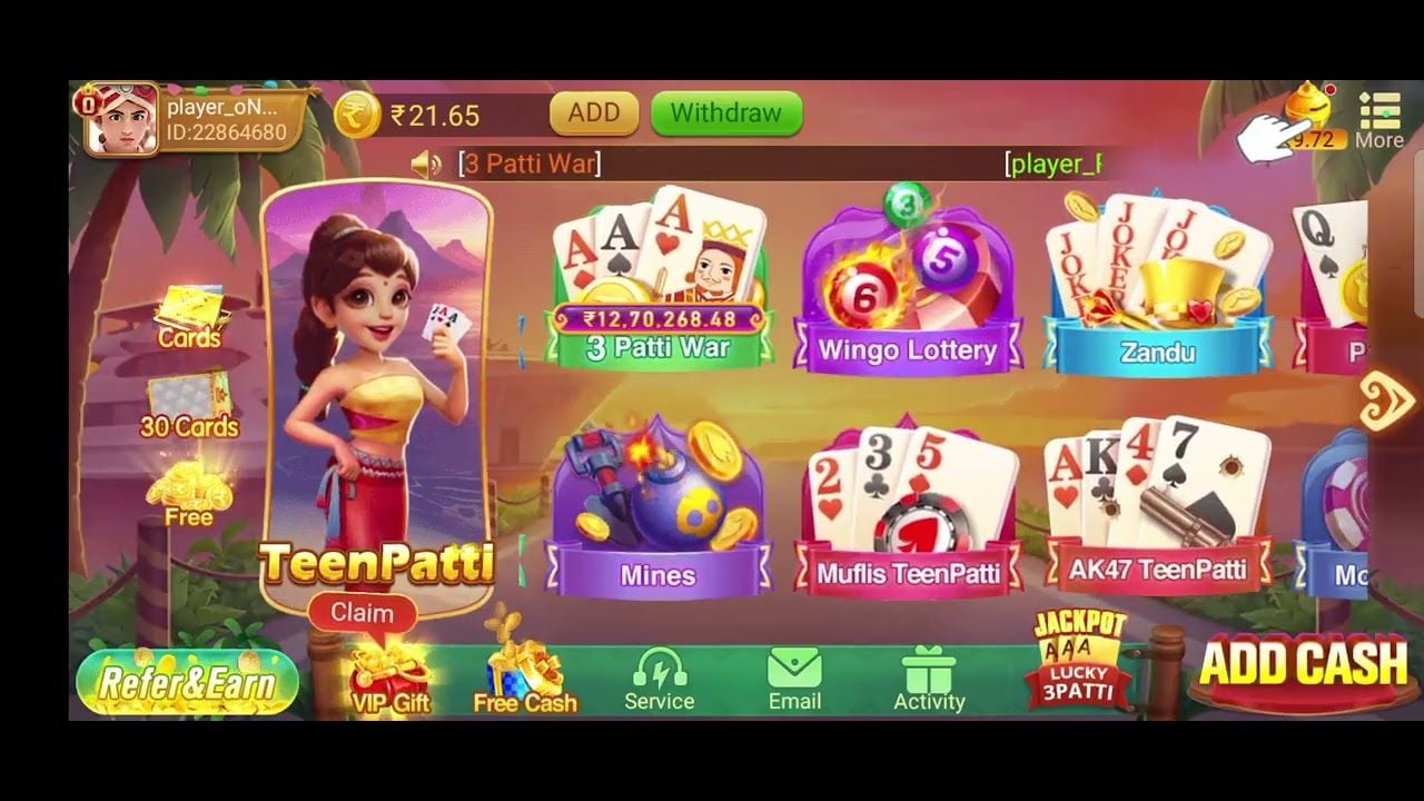 Oficiální herní rozhraní Teen Patti Gold verze 1.3.5