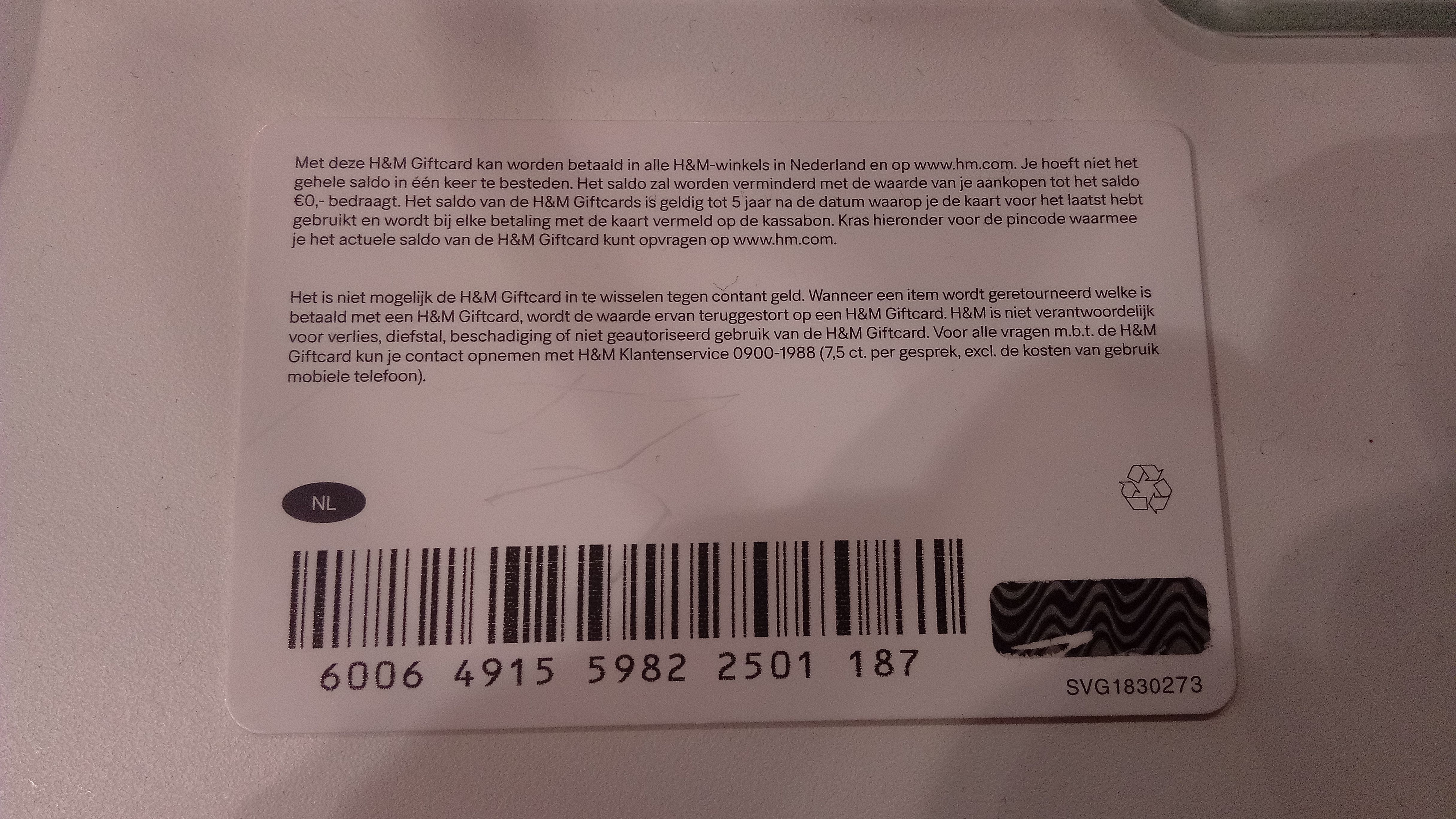 How to recharge H&M Gift Card (DE)