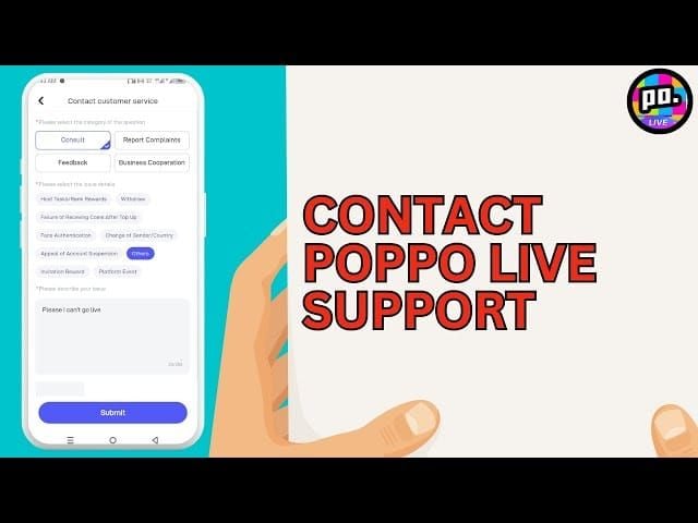 Poppo Live Settings Help & Support interface showing Payment & Coins and Wrong Recipient options