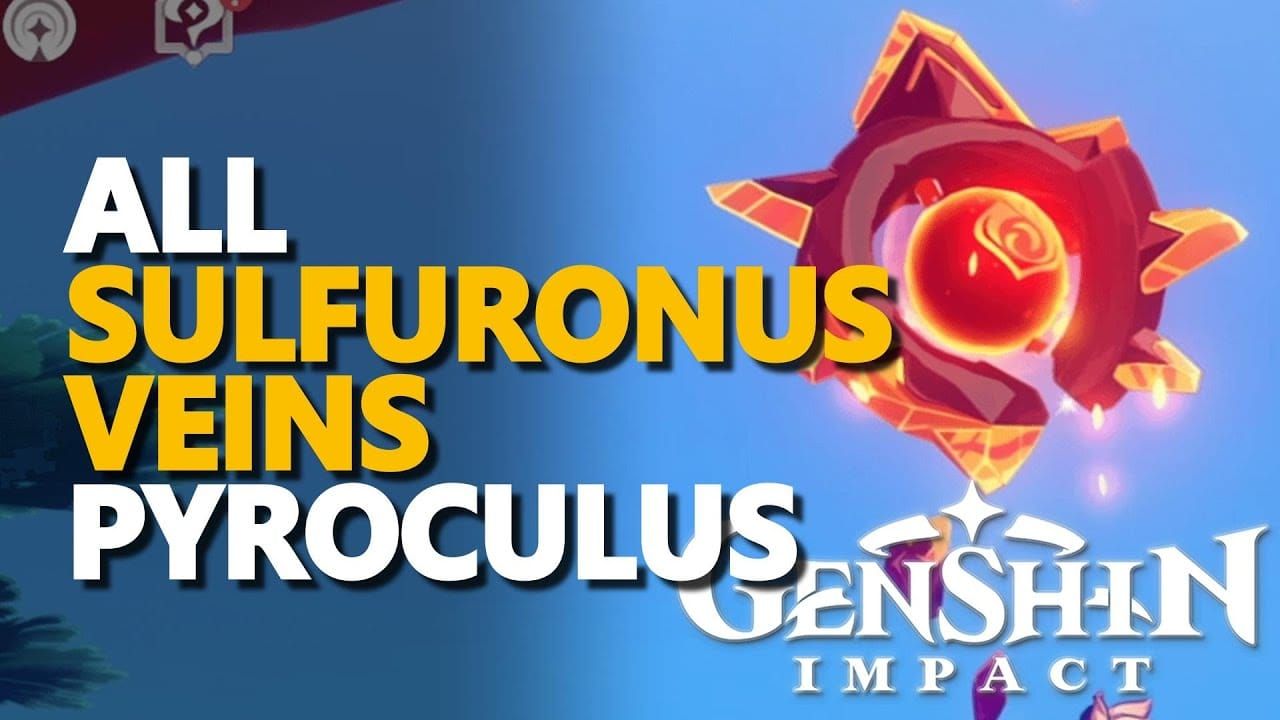 Snímek obrazovky s umístěním Pyroculusu 13 v Genshin Impact Sirné žíly Flogistonový most