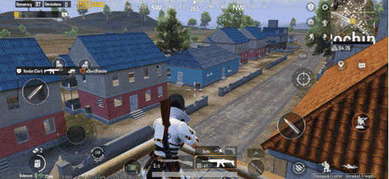PUBG Mobile Pochinki 錦標賽競技場概覽，顯示建築物和戰略位置