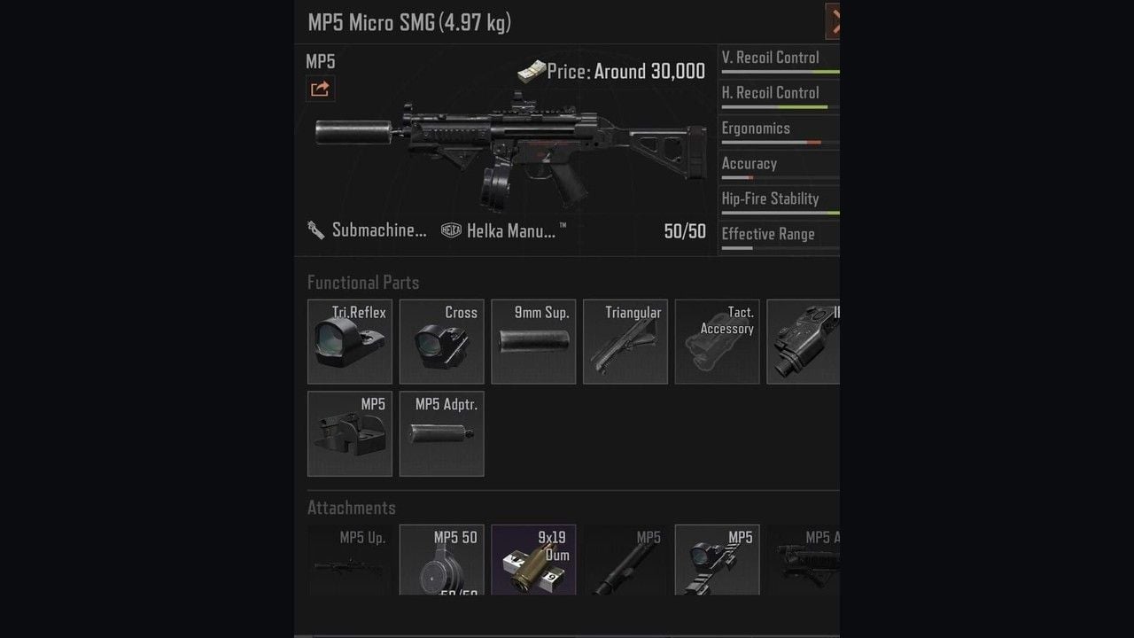 Úprava samopalu MP5 v Arena Breakout s municí 9x19 Dum-Dum pro strategii leg meta
