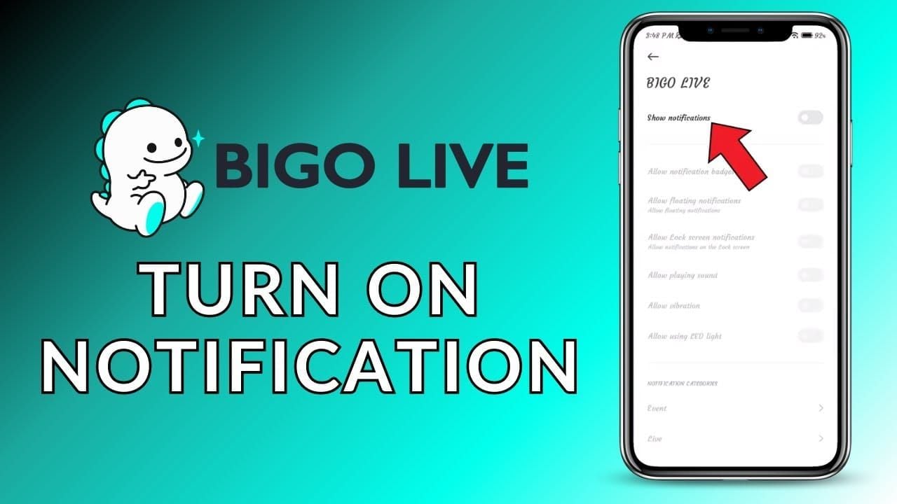 Bigo Live profile notification center showing account security alerts