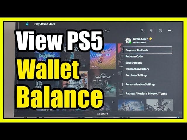 PlayStation 5 wallet balance screen showing USD balance