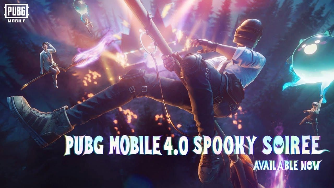 PUBG Mobile Spooky Soirée mode gameplay screenshot featuring Halloween-themed environment