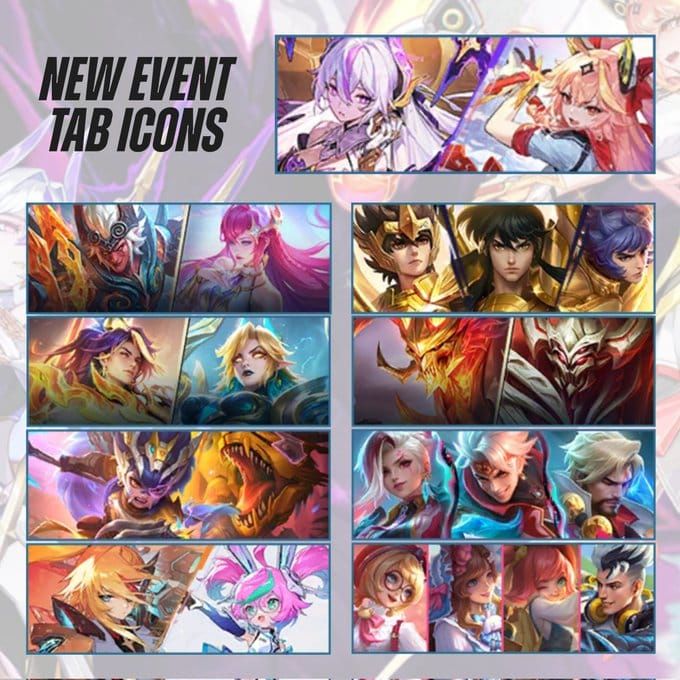 Interfaccia della scheda Eventi di Mobile Legends Bang Bang con ricompense per l'accesso giornaliero e missioni