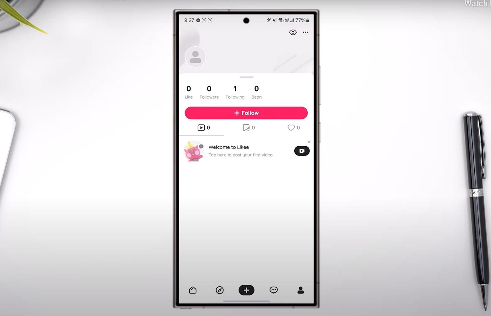Antara muka permohonan program hos rasmi Likee dengan keperluan dan butiran komisen