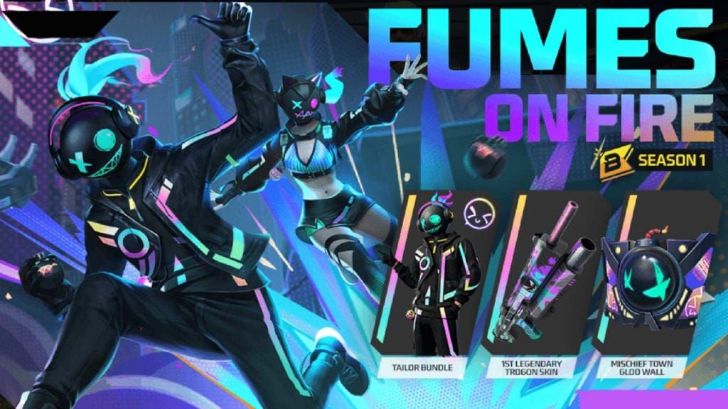 Antaramuka Free Fire Booyah Pass dengan ganjaran dan tahap