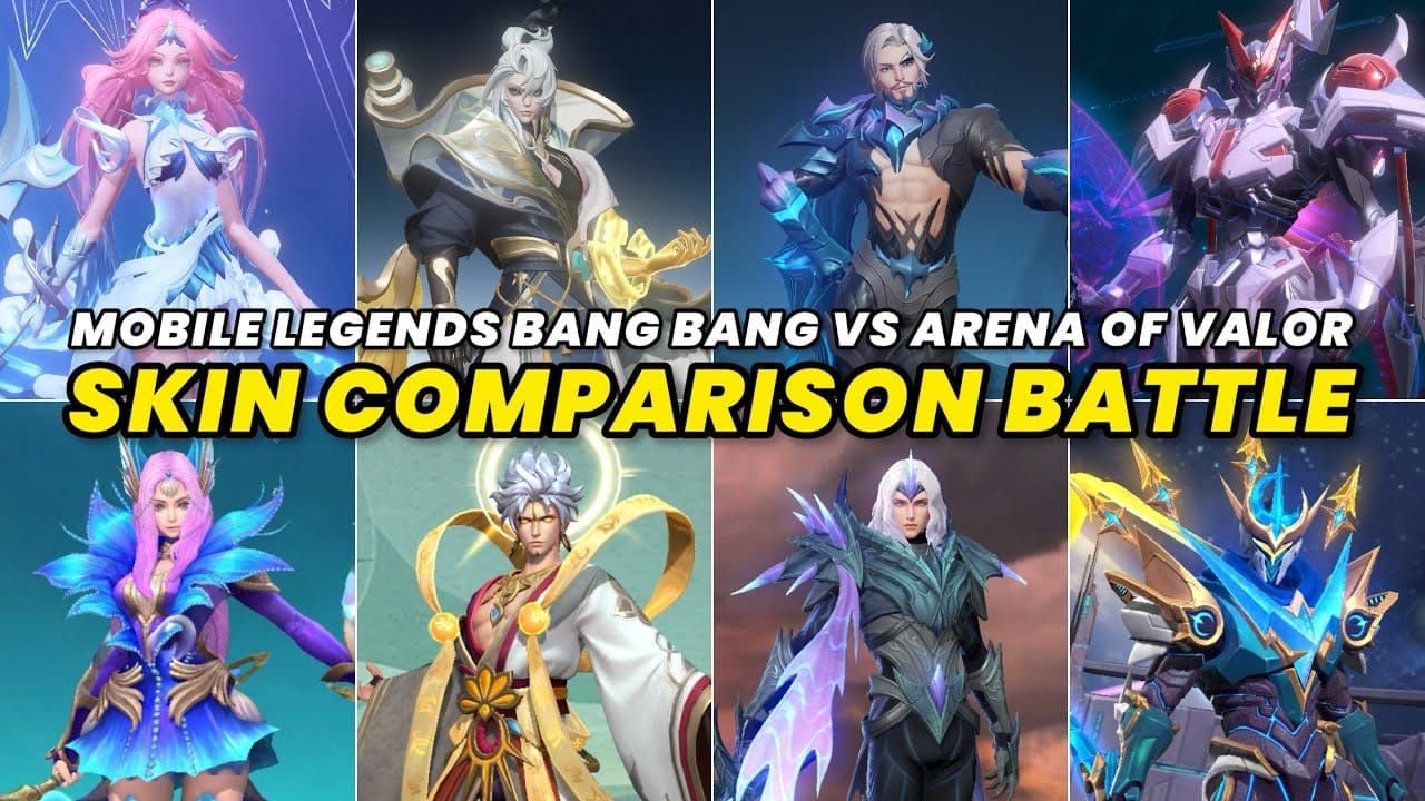 Comparación de un aspecto épico Starlight frente al aspecto predeterminado en Mobile Legends Bang Bang