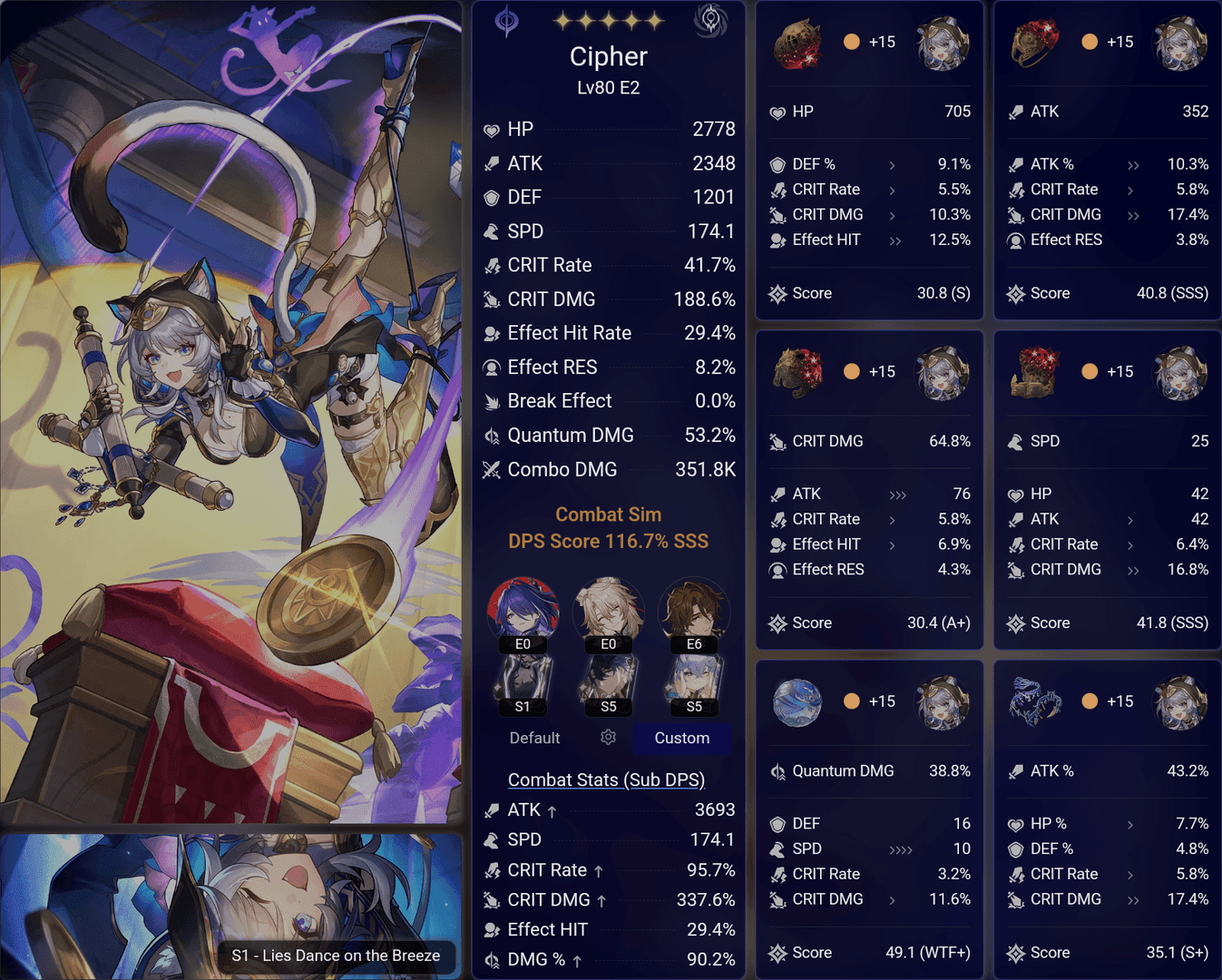 Cipher relic sets Sacerdos Scholar Warrior in Honkai Star Rail