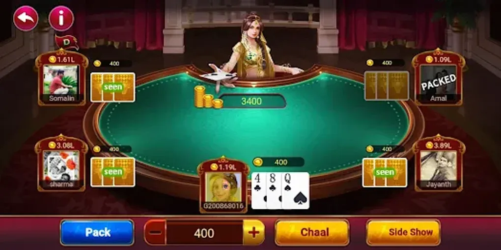 Captura de la interfaz oficial de Teen Patti Gold versión 1.3.5