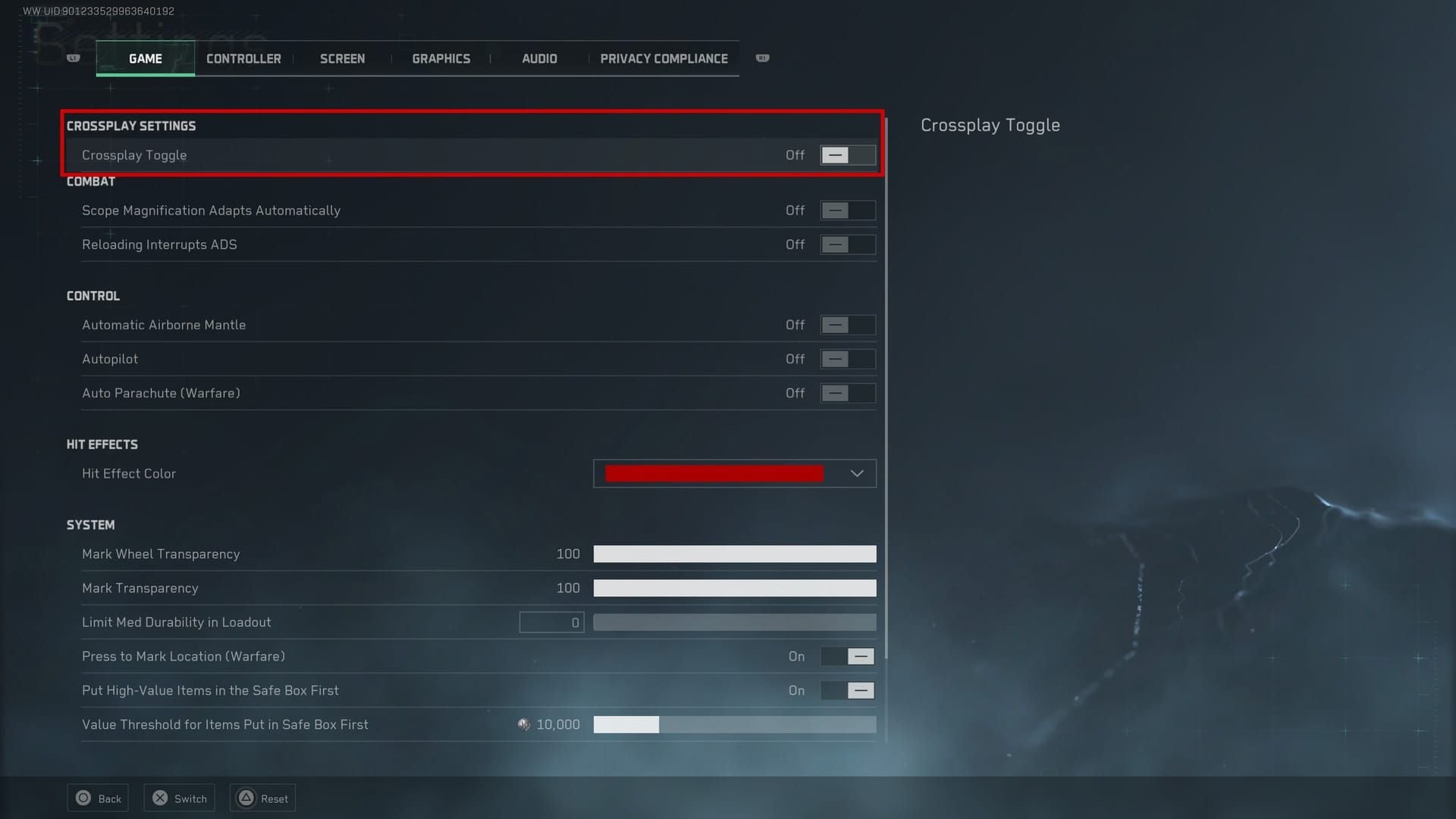 واجهة تبديل اللعب المشترك في Delta Force Black Site